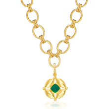 Load image into Gallery viewer, Capucine de Wulf Double Sided Pendant showing Green Onyx on a gold chain
