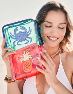 Spartina 449 Iconic Clear Cosmetic Case Pink Pineapple
