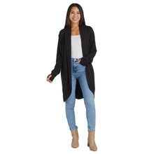 Load image into Gallery viewer, Cascade Bamboo Cardigan with Bracelet Thumbholes - Black
