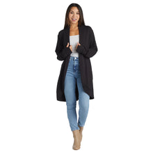 Load image into Gallery viewer, Cascade Bamboo Cardigan with Bracelet Thumbholes - Black
