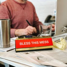 Load image into Gallery viewer, Daily Desk Plaque Desktop Flip Book - reads Bless this mess
