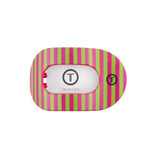 Load image into Gallery viewer, TELETIES Flat Round Hair Summer Crush - Medium with pink and green stripes 
