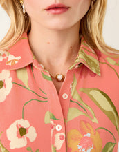 Load image into Gallery viewer, close up of collar neckline and buttons on the Spartina 449 Joelle Polo Dress Lightner Garden Pink
