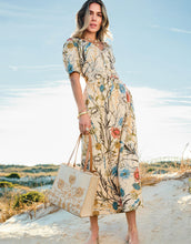 Load image into Gallery viewer, woman in Spartina 449 Ariella Midi Dress St. Augustine Thistle on the beach
