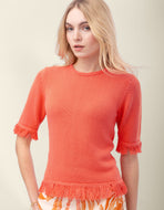 Spartina 449 Sofia Fringe Sweater Emberglow