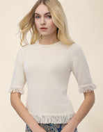 Spartina 449 Sofia Fringe Sweater Antique White