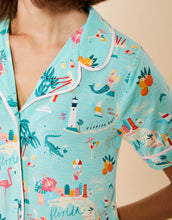 Load image into Gallery viewer, Spartina 449 Pajama Short Sleeve Top Florida close up on collar
