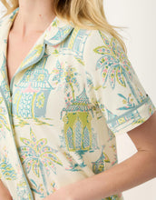 Load image into Gallery viewer, close up of shoulder  of the Spartina 449 Short Sleeve Pajama Top Flagler Teal
