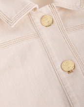 Load image into Gallery viewer, close up on the gold button of the Spartina 449 Kiersten Denim Jacket Sand

