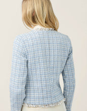 Load image into Gallery viewer, Spartina 449 Jayda Tweed Jacket Blue/Cream Tweed back view
