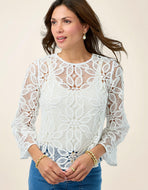 Spartina 449 Julia Crochet Top Pearl White