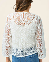 Load image into Gallery viewer, Spartina 449 Julia Crochet Top Pearl White back view
