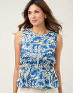 Spartina 449 Nadia Sleeveless Blouse Flagler Woodland Blue