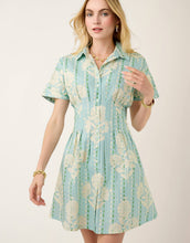 Load image into Gallery viewer, Spartina 449 Cecily Shirt Dress Lightner Trellis pared with gold jewelry 
