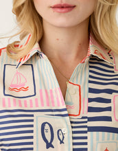 Load image into Gallery viewer, close up of collared neckline of button up dress
