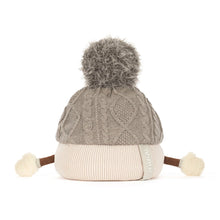 Load image into Gallery viewer, Jellycat Amuseables Pomilly with knit hat with pom pom back view
