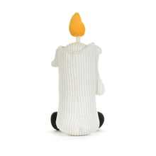 Load image into Gallery viewer, Jellycat Amuseables Flickerty Candle with orange flame black eyes and legs back view
