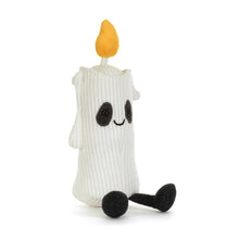Load image into Gallery viewer, Jellycat Amuseables Flickerty Candle with orange flame black eyes and legs
