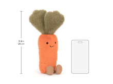 Load image into Gallery viewer, Jellycat Amuseables Carrot graphic showing height 

