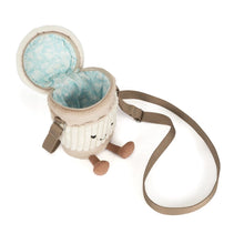 Load image into Gallery viewer, Jellycat Amuseables Perkle Coffee Shoulder Bag open showing lined interior 
