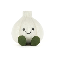 Load image into Gallery viewer, Jellycat Amuseables Garlic with smiling face a green feet
