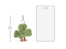 Load image into Gallery viewer, Jellycat Amuseables Siofra Shamrock Bag graphic showing size 3.9 inch height 
