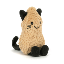 Load image into Gallery viewer, Jellycat Amuseables Peanut ‘Cat’ with black ears, tail and legs face and whiskers 
