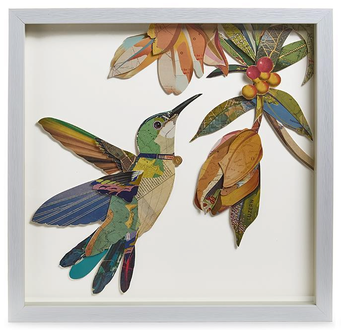 Humming Birds Paper Collage Wall Art