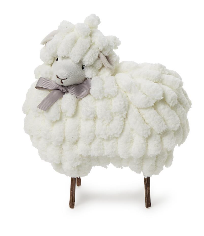 Plush Chenille Sheep with Grosgrain Bow