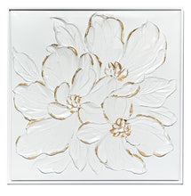 Load image into Gallery viewer, White Florals with Gold Accent Wall Art
