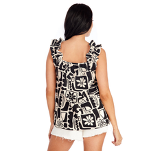 Load image into Gallery viewer, Charlie Ruffle Top - Geo Black Floral
