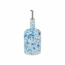 Load image into Gallery viewer, Vietri Amalfitana Splatter Olive Oil Bottle white with light blue paint splatter design 

