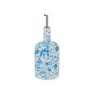 Vietri Amalfitana Splatter Olive Oil Bottle white with light blue paint splatter design 