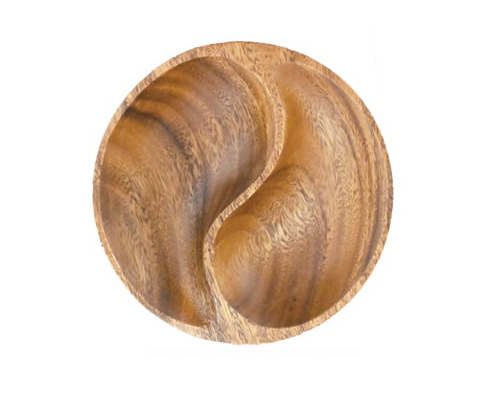 Acacia Wood 2-Compartment Yin Yang Bowl