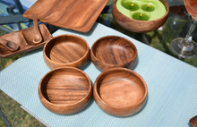 Load image into Gallery viewer, Four Acacia Wood Round Salad &amp; Pasta Bowl
