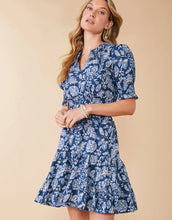 Load image into Gallery viewer, Spartina 449 Adelaide Smocked Dress Kalalanta Blooming Vines Navy
