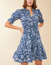 Load image into Gallery viewer, Spartina 449 Adelaide Smocked Dress Kalalanta Blooming Vines Navy
