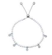 Crislu Adjustable Pearl Bracelet With 5 Station Drops