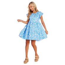 Load image into Gallery viewer, Blue Ditsy Floral Rachel Tiered Dress
