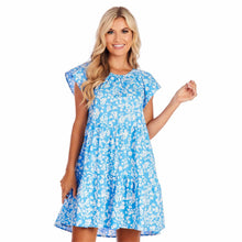 Load image into Gallery viewer, Blue Ditsy Floral Rachel Tiered Dress
