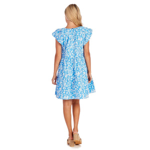 Blue Ditsy Floral Rachel Tiered Dress