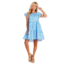 Load image into Gallery viewer, Blue Ditsy Floral Rachel Tiered Dress - FINAL SALE
