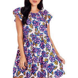 Pink Tropical Rachel Tiered Dress