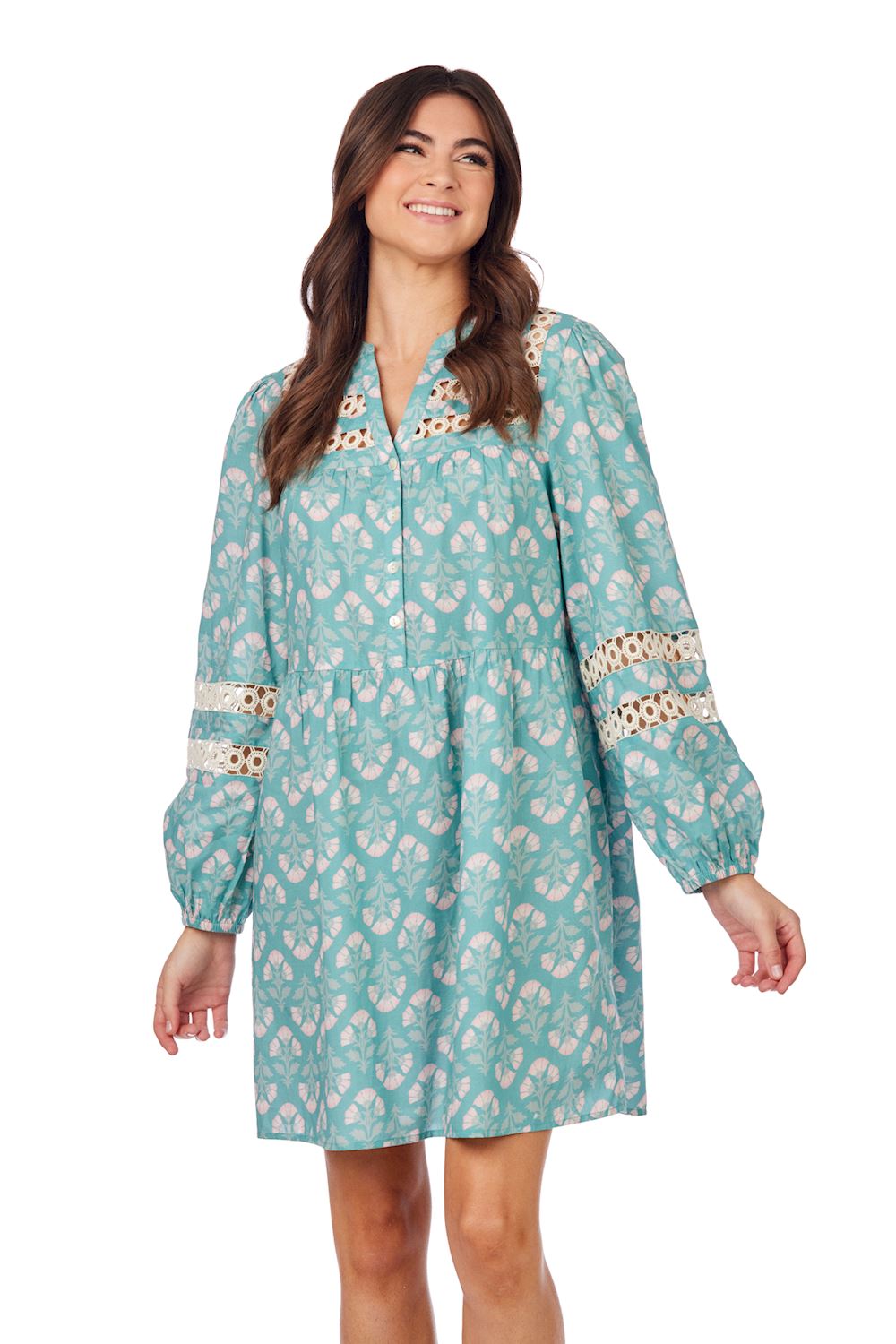 Sage Block Print Barlowe Dress - FINAL SALE