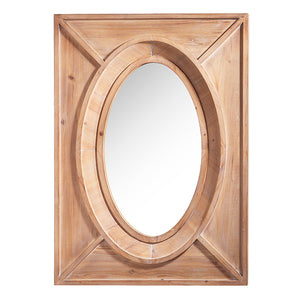 Rectangular Natural Wooden Mirror - 42"