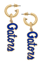 Load image into Gallery viewer, Florida Gators Blue Enamel Drop Hoop Earrings
