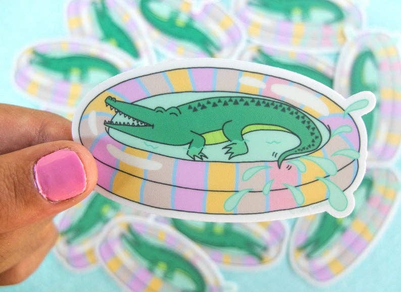 Alligator Summer Vintage Wade Pool, Vinyl Sticker