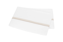 Load image into Gallery viewer, Amara Triple Pearl flat sheet with three lines of embroidery in three beach shades
