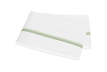 Load image into Gallery viewer, Amara Triple Pearl flat sheet with three lines of embroidery in three green shades
