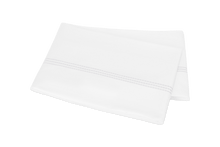 Load image into Gallery viewer, Amara Triple Pearl flat sheet with three lines of embroidery in white
